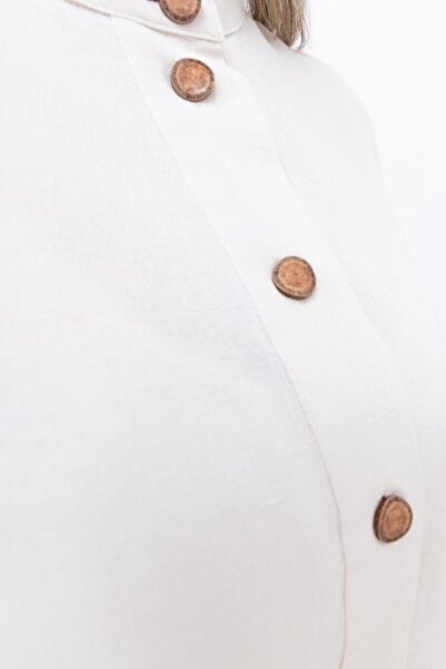 ALLDAY Taş-Yarım Patlı Yırtmaçlı Keten Tunik