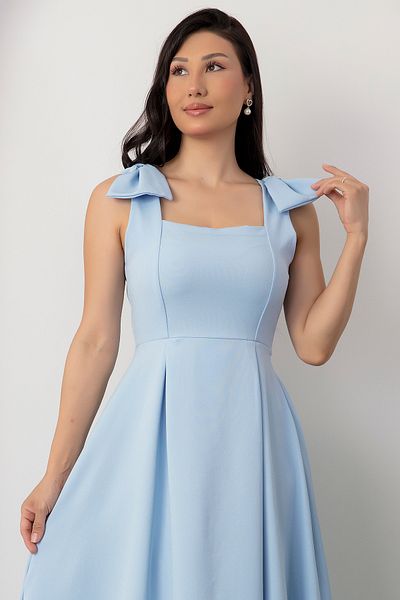 PULLIMM Rochie plisată cu fundă pe umăr cu guler pătrat 2025-4185