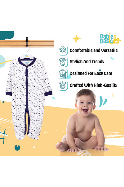 Babies Basic 100% Cotton Printed Long Sleeves Jumpsuit/Romper/Sleepsuit for babies