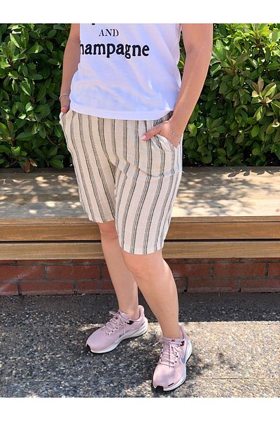 BAKTAGÖR Cotton Linen Shorts (Be Careful of the Thick Line and the Fine Line Color When Choosing)