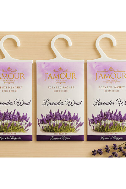J'AMOUR EAU DE PARFUME Lavanta Kokulu Askılı Dolap ve Çekmece Kokusu 3' lü Paket