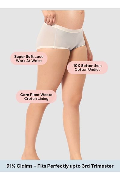 Intimate Queen Corn Bae Maternity Lacy Boy Shorts – Ultra-Soft, No Roll-Ups & Gusset Support, Full Coverage Comfort