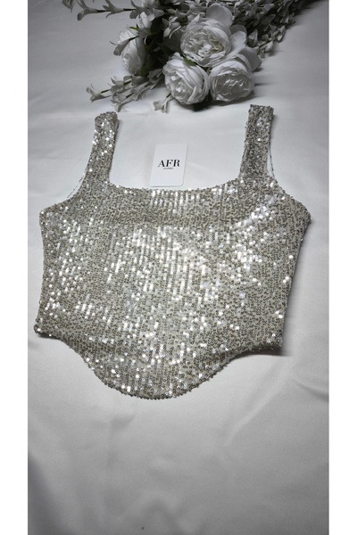 AFR CLOTHES Women's Sequence Lined Crop Top with Straps