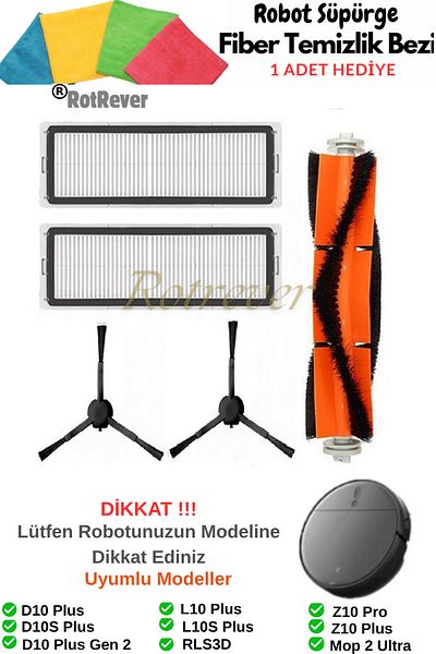 RotRever Xiaomi Mi Robot Vacuum Mop 2 Ultra (Stytj05Zhm Compatible) Brush, Hepa Filter, Spare Parts Set-5 Pieces
