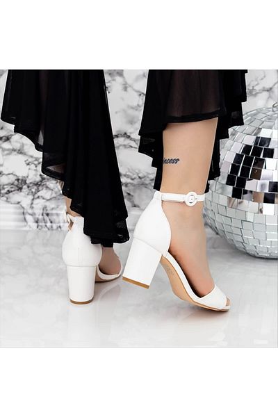 Kalapod Women's white high-heeled sandals made of Medora eco-leather