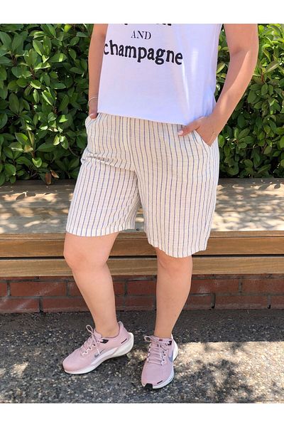 BAKTAGÖR Cotton Linen Shorts (Be Careful of the Thick Line and the Fine Line Color When Choosing)