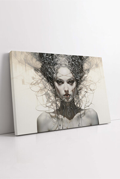 KOSS Dijital Tablou de pânză cu desen modern alb-negru, tablou imprimat cu de...