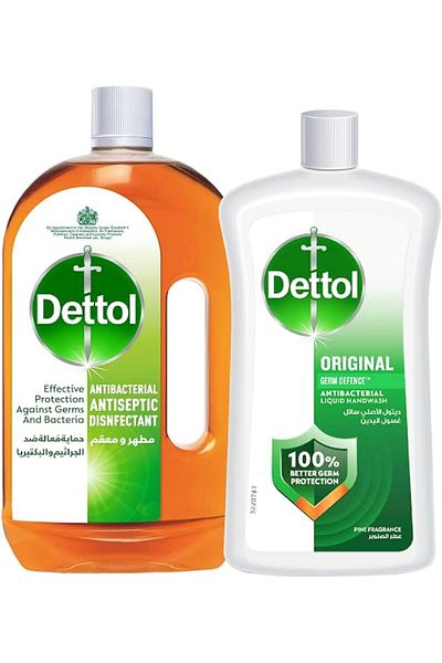 Dettol Antiseptic Disinfectant Liquid, 2 Litres + Dettol Original Hand Wash Liquid Soap Refill, 1L