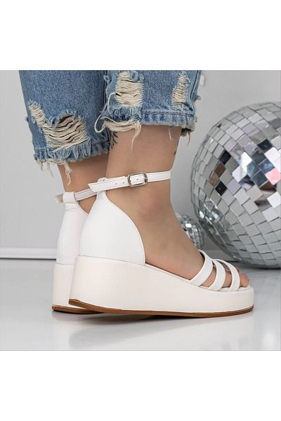 Kalapod Women's white platform sandals made of eco-leather Clarina