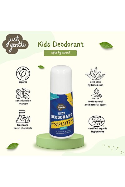 just gentle Organic Kids Deodorant Sport Edition Natural, Safe, and Effective Odor Protection