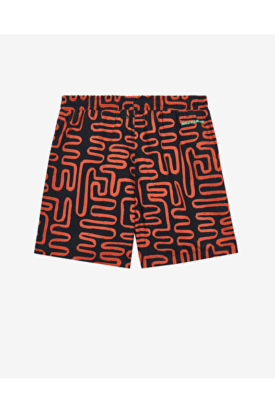 SKECHERS B 5 Inch Allover Print Swimshort Büyük Erkek Çocuk Siyah Deniz Şortu SK2510098-001