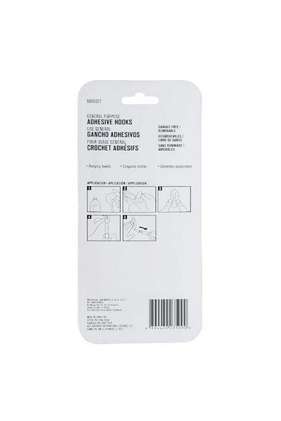 ACE Removable Durable Plastic Adhesive Hook White 10.7 x 5.08cm