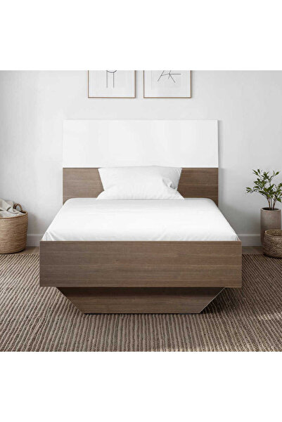 Adore Mobilya Prestij Tek Kişilik Karyola - Noce/Beyaz 95x90x195 cm