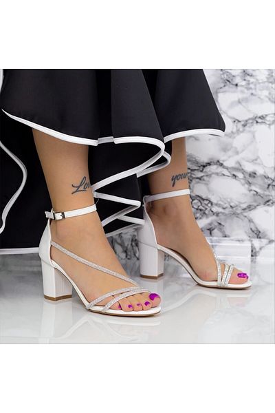 Kalapod Boden women's white textile heeled sandals