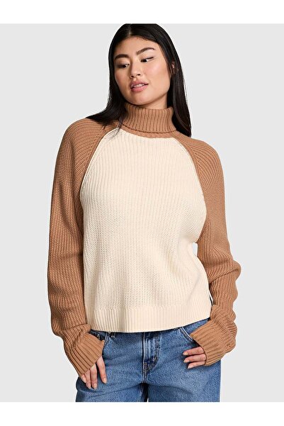 PINK Varsity Örgü Kalın Balıkçı Yaka Kazak