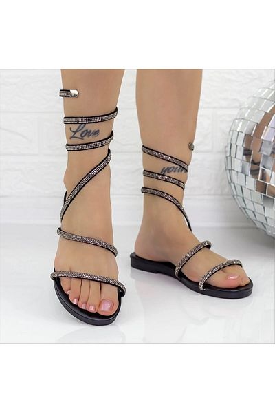 Kalapod Sandale dama negre din material textil Ginerva