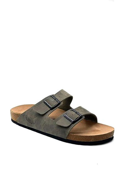 FLY SOFT S903 Ανδρικές παντόφλες με διπλή πόρπη με ελαφριά σόλα Khaki