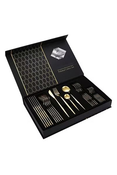 Rovitech Portuguese style cutlery set 24 pieces, stainless steel, gold