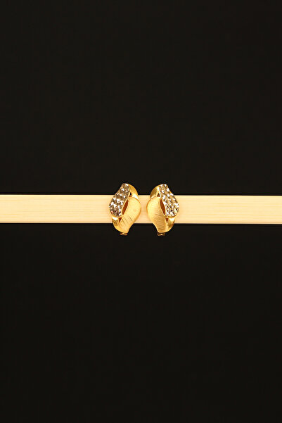 Çgk Çiğdem Gürel Kuyumculuk 14 Ayar Yaldızlı Taşsız Altın Küpe