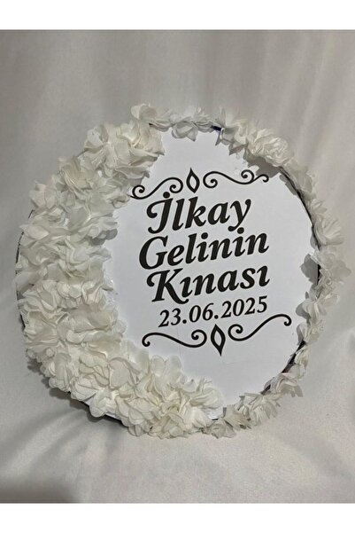 ARHEDİYELİK Gelin Tefi 30cm, İsim ve Tarih Yazılı Yarım Ay Ve Kenar Süslemeli...