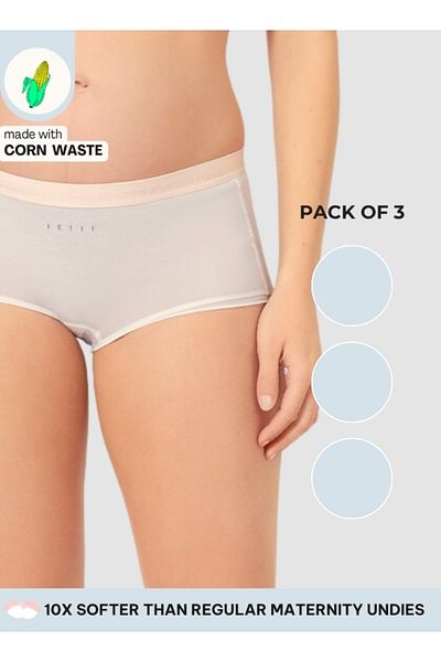 Intimate Queen Corn Bae Maternity Lacy Boy Shorts – Ultra-Soft, No Roll-Ups & Gusset Support (Pack Of 3)