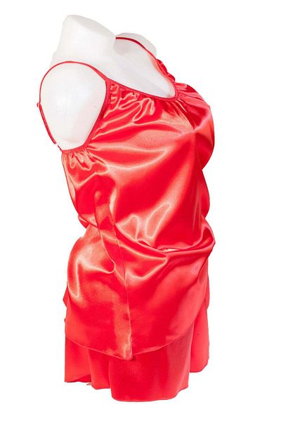 BLD by Exclusive Pijama dama doua piese, imprimeu uni, satin soft rosu, ROUGE, BLD by Exclusive