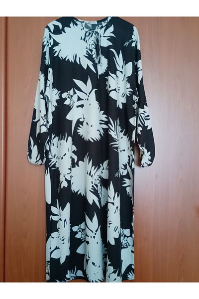 OceanGiyim Women's Mixed Pattern Summer Dress – Light Viscose Fabric, Casual Casual Model