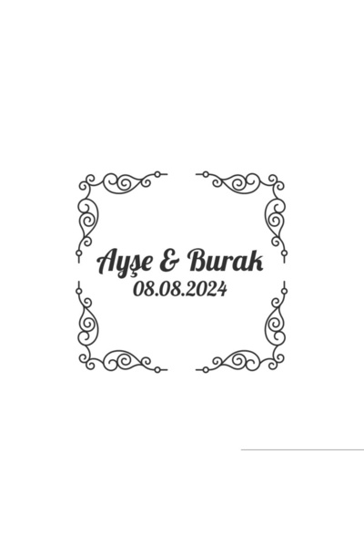 Reysa Tasarım ملصق مربع مع كوزوليد الصنوبر والفواكه هينا خطوبة زفاف 3x3 سم ملصق مخصص / 50 قطعة ملصق