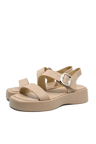 Epica Sandale casual cu platformă Epica, bej apricot din piele naturală