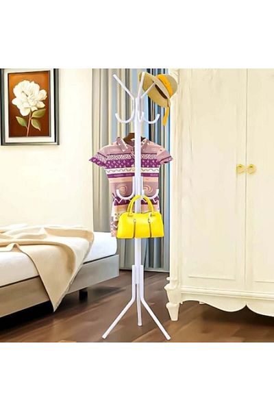 FOXMAG24 Metal tree-type clothes hanger, dimensions 45 x 175 cm, non-slip feet, white