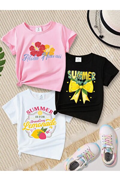 LOUİSA Κοριτσίστικο μπλουζάκι 3 τεμαχίων Aloha Hawaii-Summer Ribbon-Summer Le...