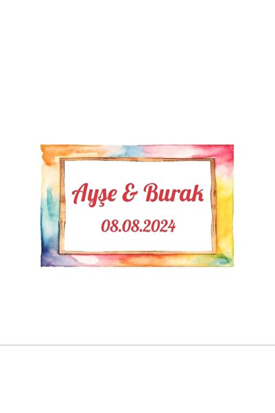 Reysa Tasarım Earth Tones Leaf Frame Sticker Henna Engagement Wedding 3X3Cm C...
