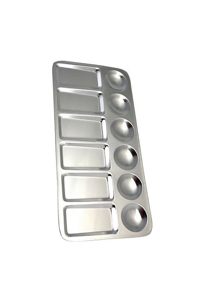 Rich Pallet Rectangle Large Size Stainless Metal 12-Rib 11*23cm Size