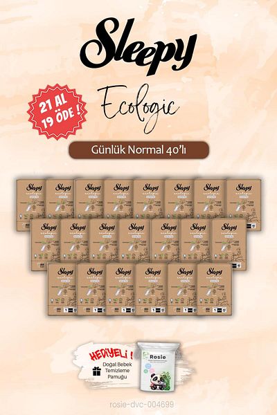 Sleepy Buy 21 Pay 19 Sleepy 40 Pack Ecologic Normal Daily Pads, Rosie Gift