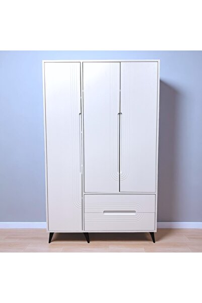 Serçedesign 3 Kapaklı 2 Çekmeceli Gardırop - 1. Kalite Yonga Levha Gövde - Bo...