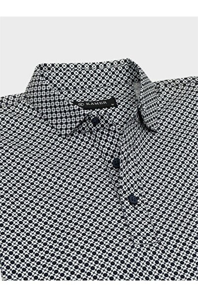 KAMER Modern Fit Cotton Lecra Mixed Shirt Collar Short Sleeve Patterned Tee 5000Bs