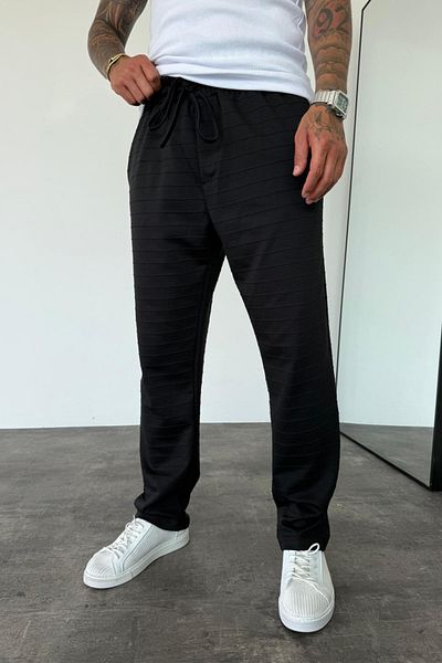 MADZEYMODA Ανδρικό φαρδύ εφαρμογή Loose Fit Ελαστική μέση Μαύρο Jogger KE-5046