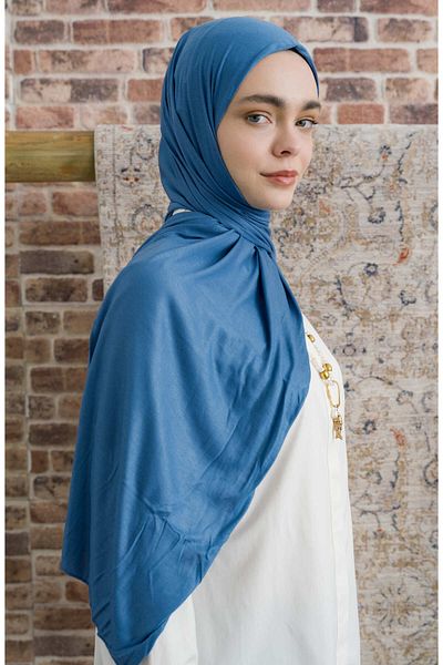 Fatma Atasoy Bamboo Combed Soft Blue Shawl