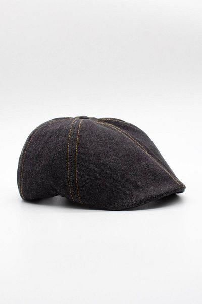 Külah Men's Adjustable Buckle 100% Cotton Denim Cap Hat - Black