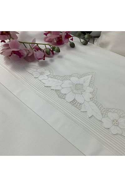 OYA home White Business Double Cotton Satin Duvet Cover Set Battal Size -6 Pieces