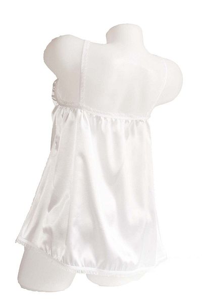 BLD by Exclusive Two-piece women's pajamas, plain print, white soft satin, BLANCHE, BLD by Exclusive