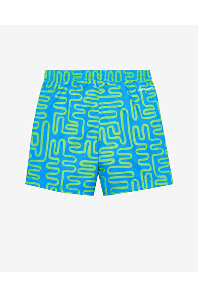 SKECHERS B 5 Inch Allover Print Swimshort Büyük Erkek Çocuk Mavi Deniz Şortu SK2510098-400