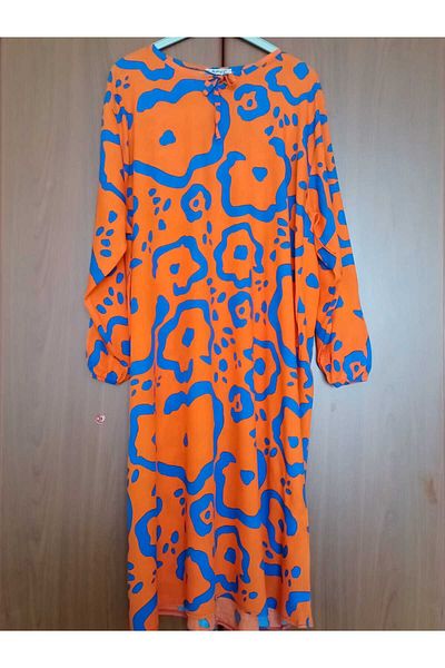 OceanGiyim Women's Mixed Pattern Summer Dress – Light Viscose Fabric, Casual Casual Model