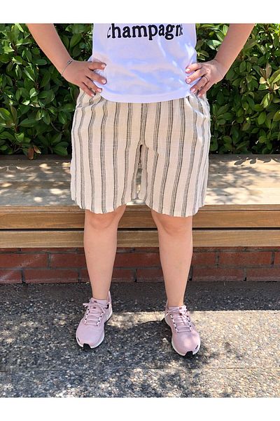 BAKTAGÖR Cotton Linen Shorts (Be Careful of the Thick Line and the Fine Line Color When Choosing)