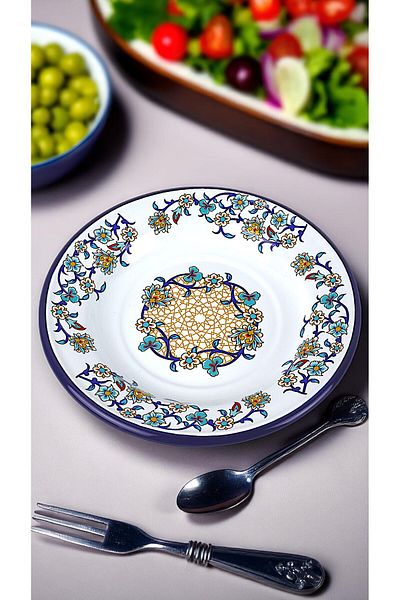 İnci Emaye No. 24 Enameled Dinner Plate, Serving, Food Camping, Picnic, Dowry 24 cm