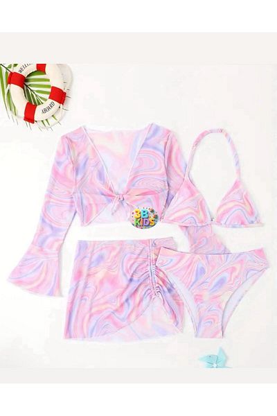 3b kids mayoo bikiniii ομαδική φούστα μπουστάκι ροζ χρώμα νεαρή κοπέλα παιδικά ρούχα παραλίας