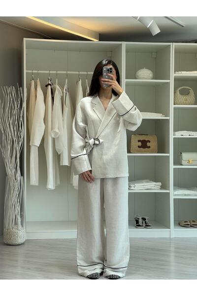 LUUNA STORE طقم كتان رفيع