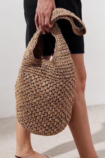 Manuka Braided Wicker Crossbody Bag Natural