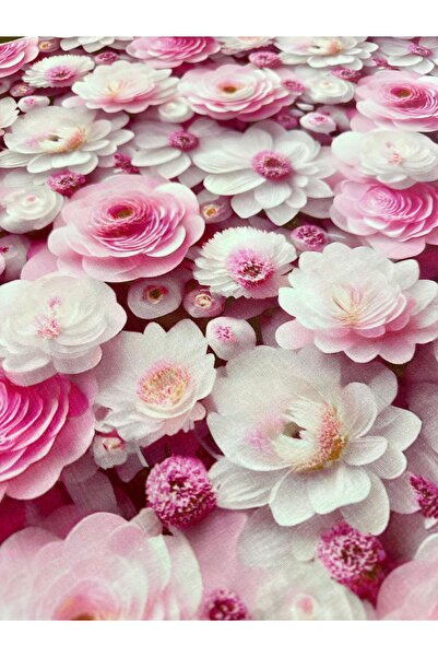 EDA HOME TEKSTİL Pembe Çiçek Desenli Dijital Baskı 3D Akfil Kumaş %100 Pamuk ...