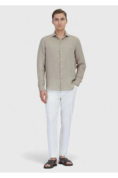 Ramsey Πουκάμισο Mink Plain Casual Fit Woven Casual 100% λινό